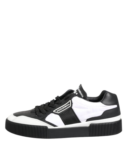 Black White Leather MIAMI Low Top Sneakers Shoes
