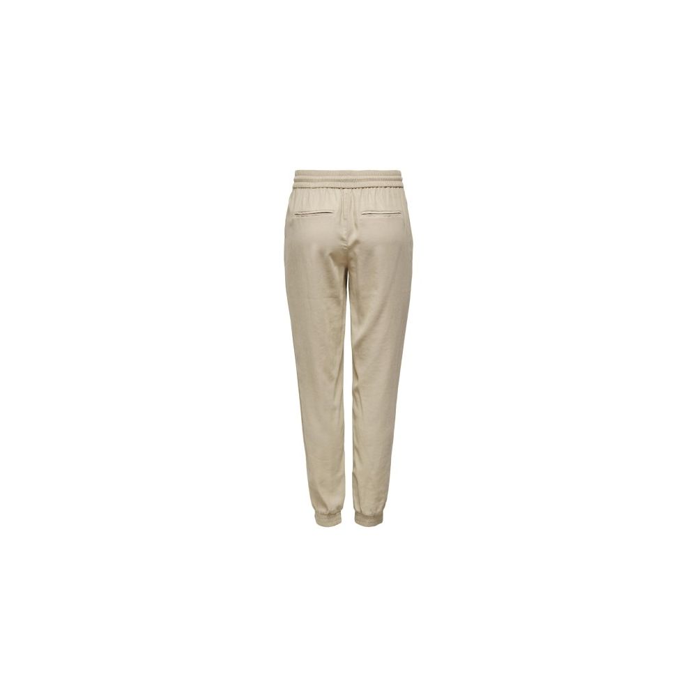 Beige Viscose Casual Pants
