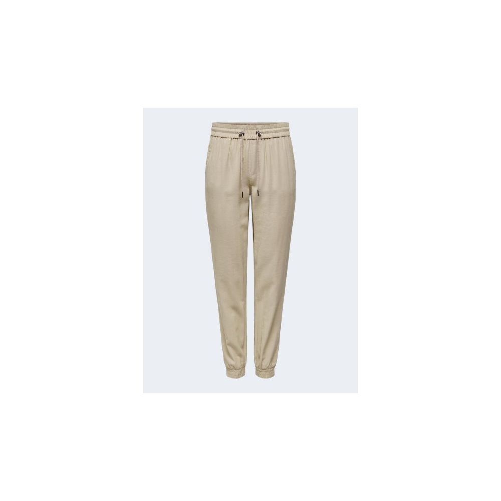 Beige Viscose Casual Pants