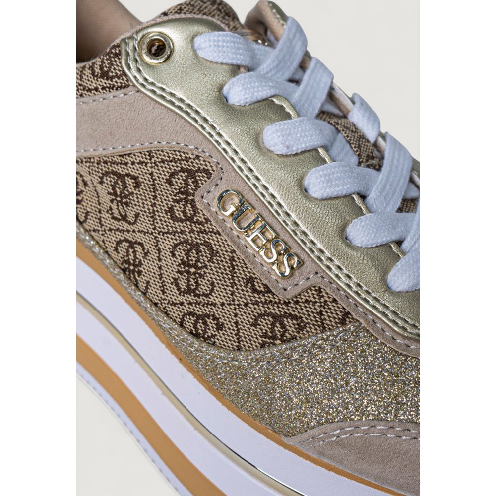 Beige Polyester Platform Sneakers