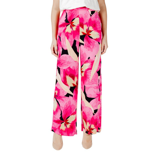 Pink Viscose Casual Pants