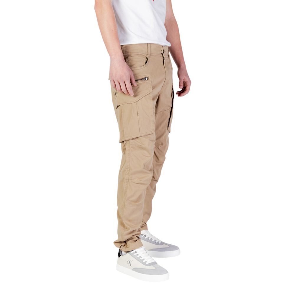 Beige Cotton Cargo Pants