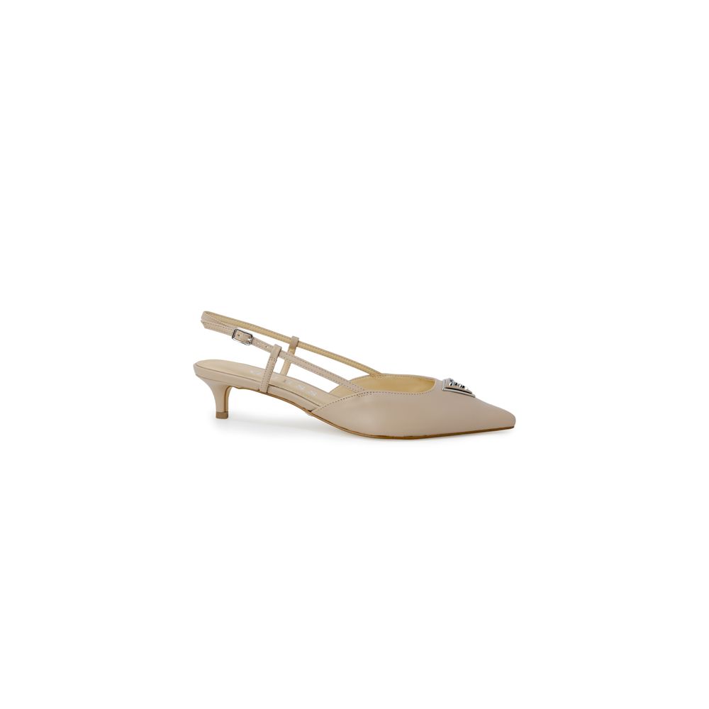 Beige Polyester High Heel Pumps