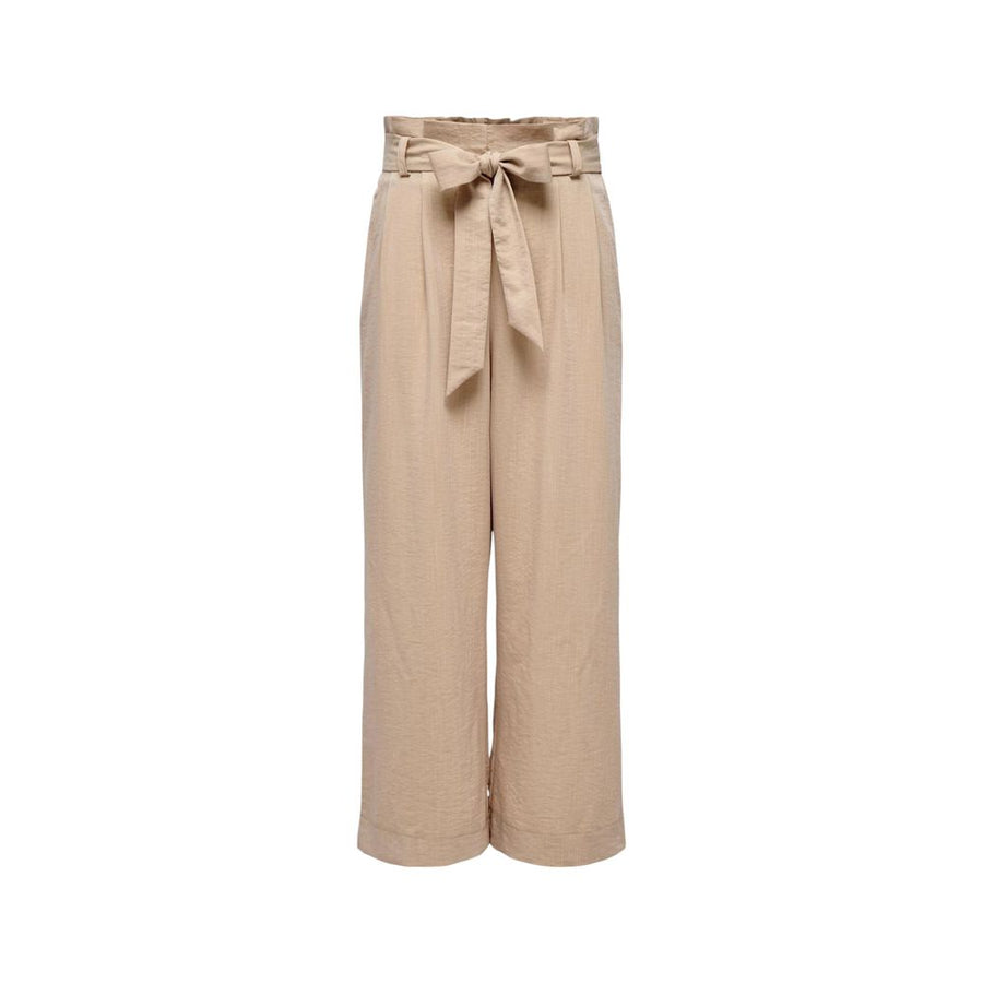 Beige Viscose Casual Pants