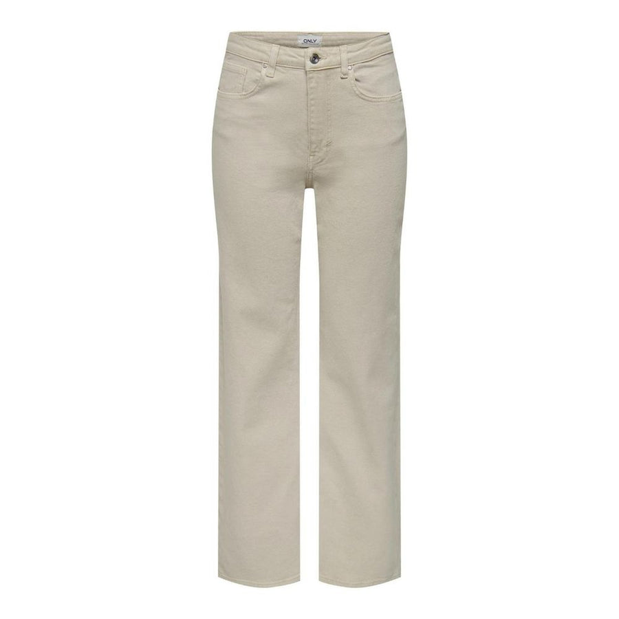 Beige Cotton Relaxed Fit Jeans
