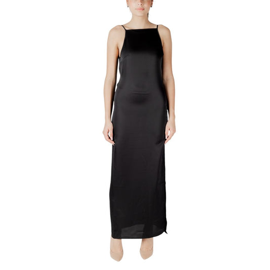 Black Recycled Polyester Long Dress