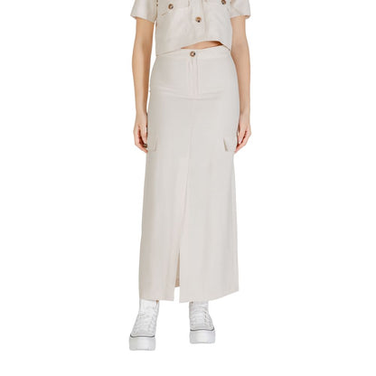 Beige Viscose Long Skirt