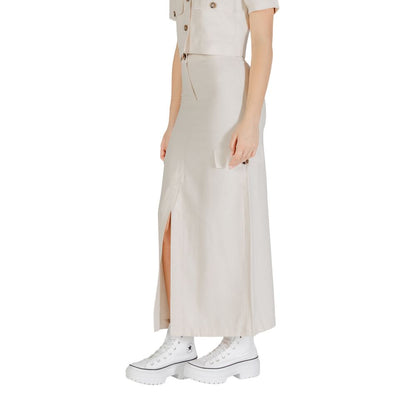 Beige Viscose Long Skirt
