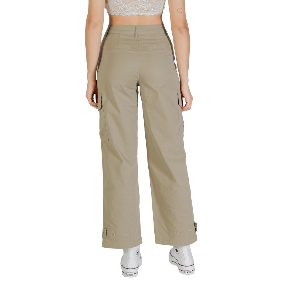Beige Cotton Cargo Pants