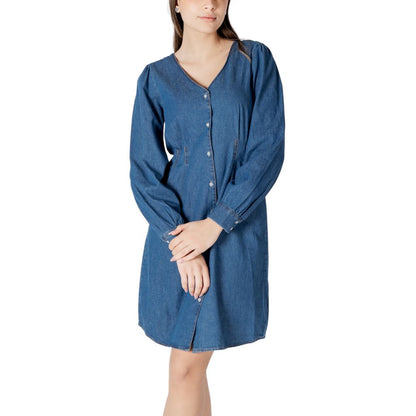 Blue Cotton Short Dress