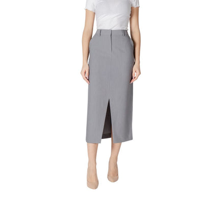 Gray Polyester Long Skirt