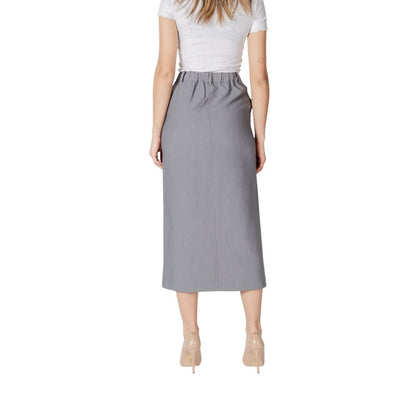 Gray Polyester Long Skirt