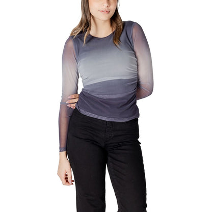 Gray Polyester Long Sleeve T-Shirt