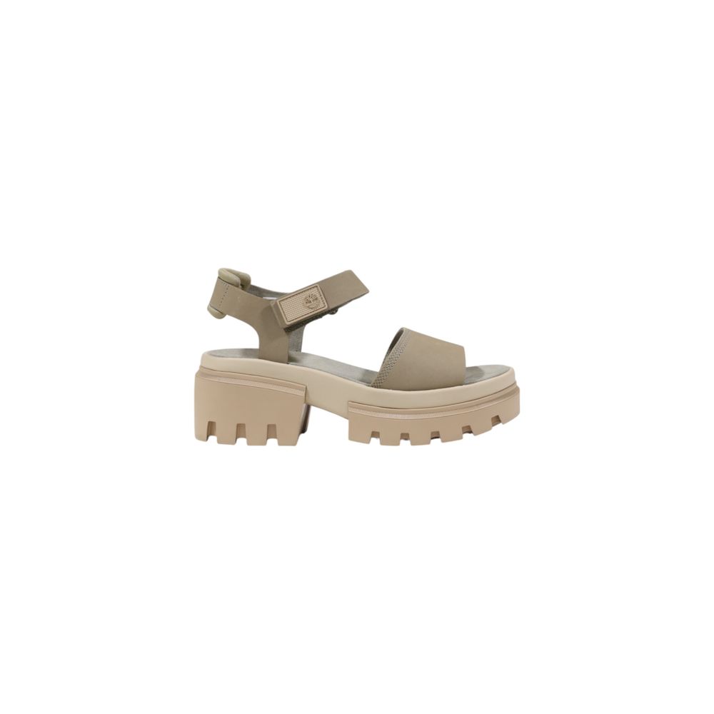 Beige Leather Platform Sandals