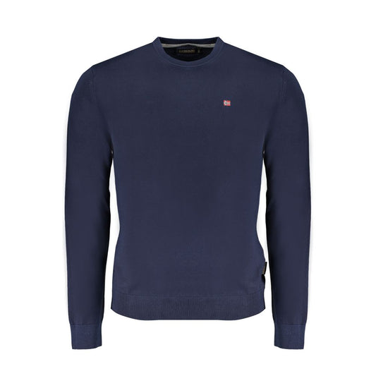 Blue Cotton Men Sweater