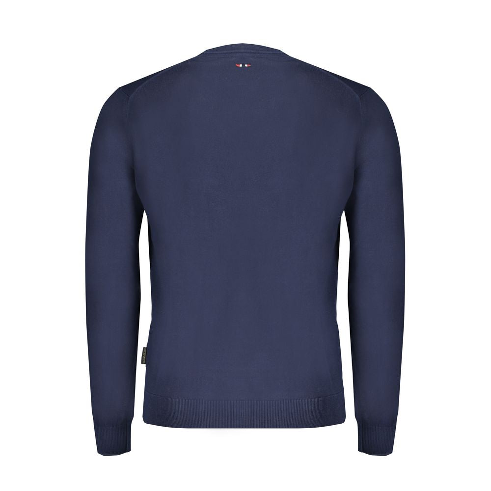 Blue Cotton Men Sweater