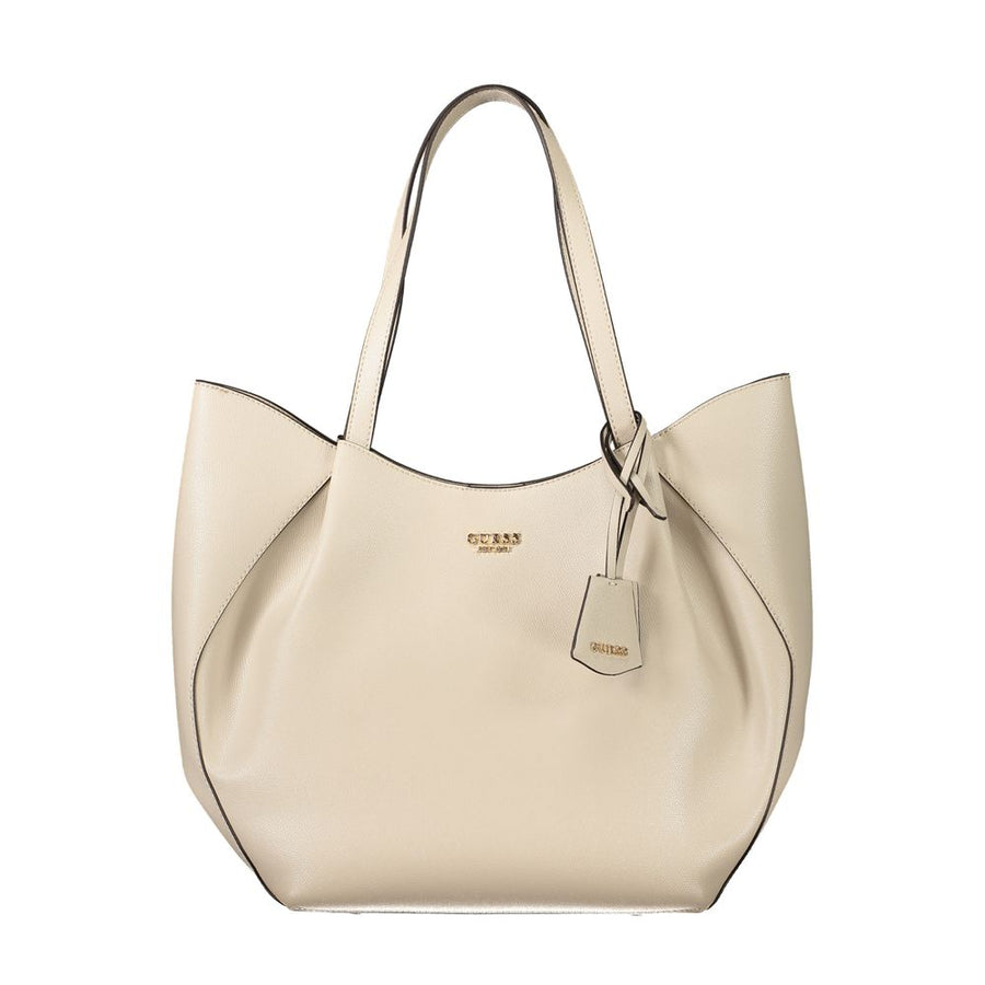 Beige Polyurethane Women's Handbag