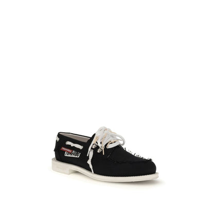 Black Cotton Slip-On Loafers
