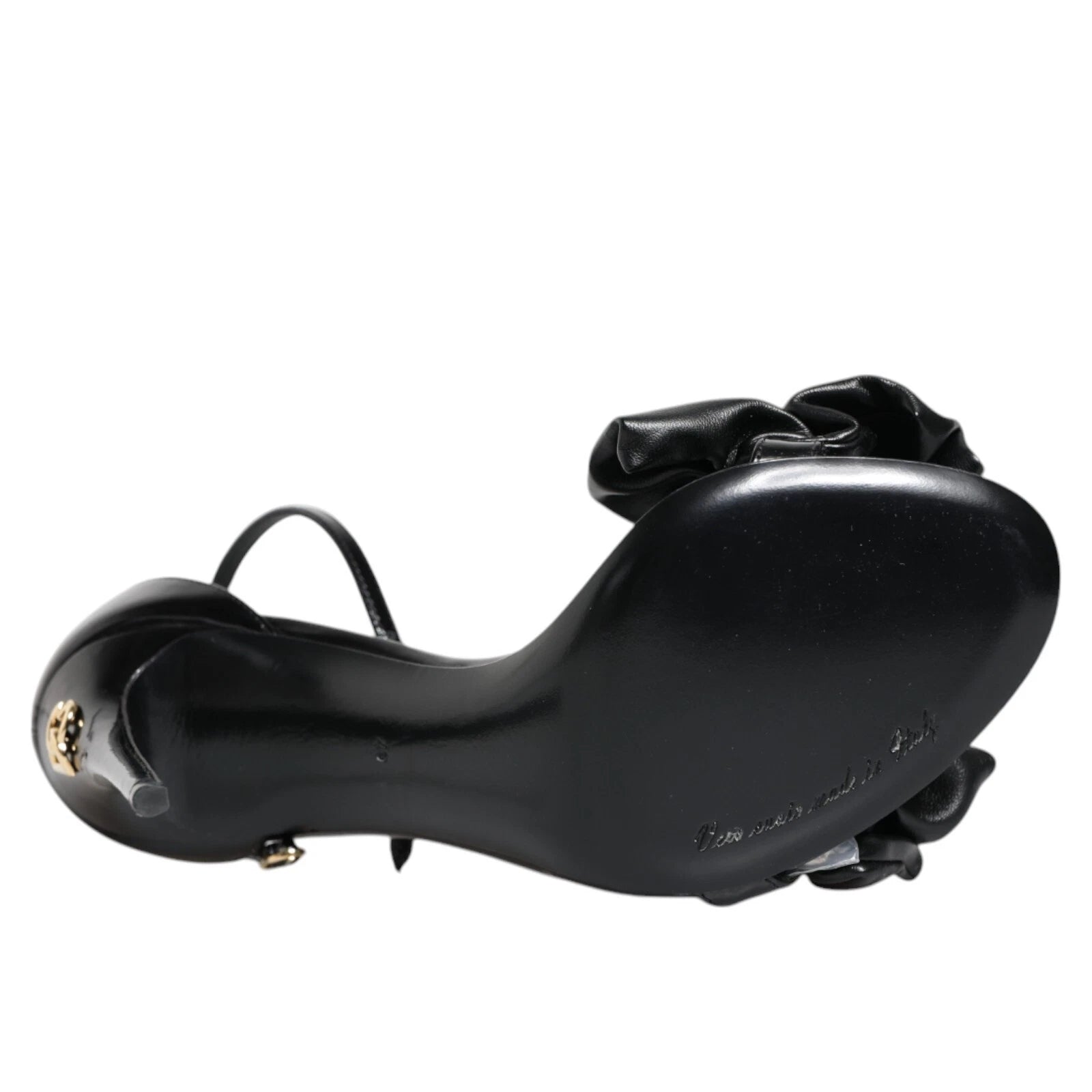 Black Leather Ankle Strap Heel Sandals Shoes