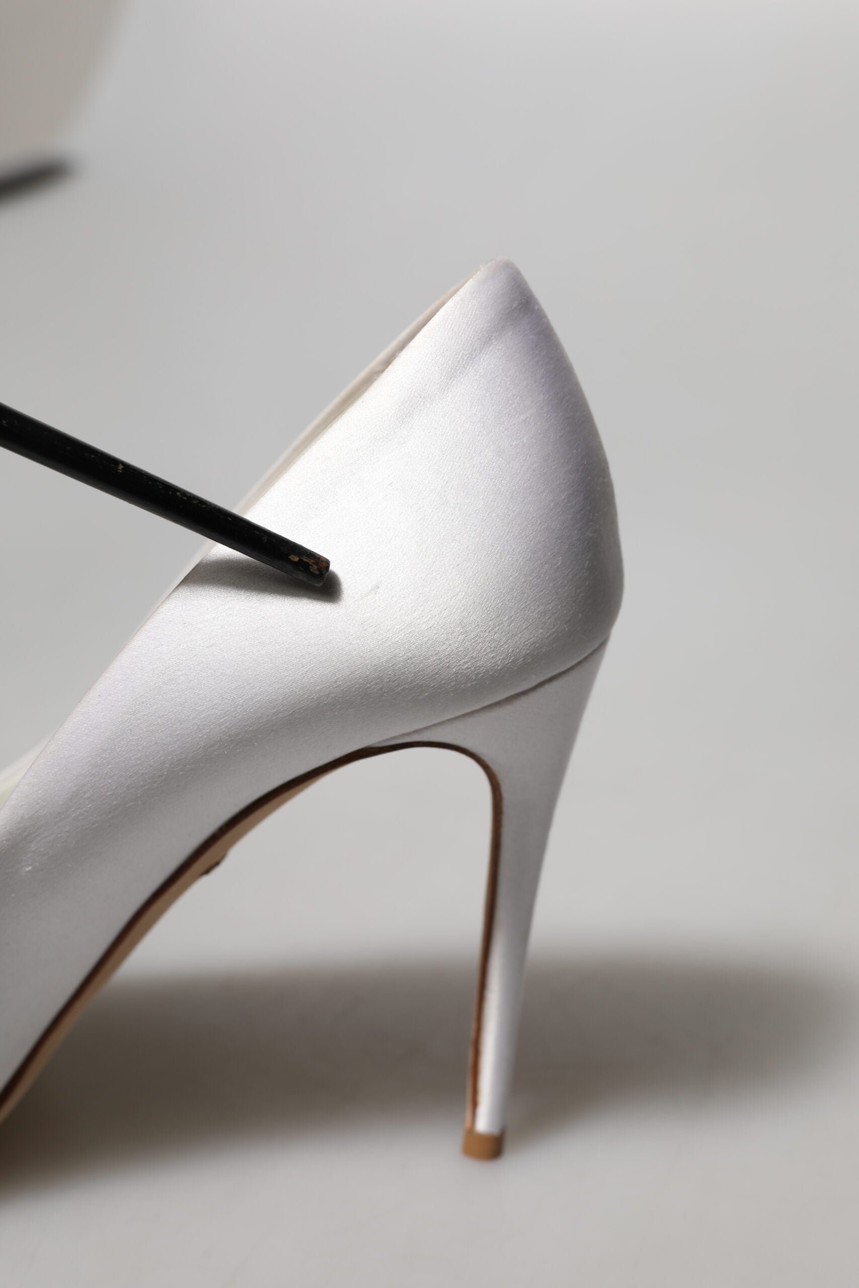 White Crystals Peep Toe Satin Pumps Shoes
