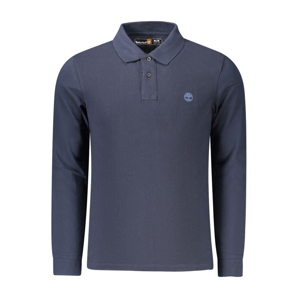Blue Cotton Men Polo Shirt