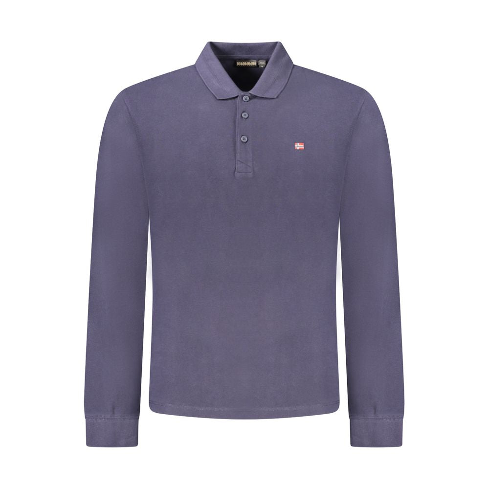 Blue Cotton Men Polo Shirt