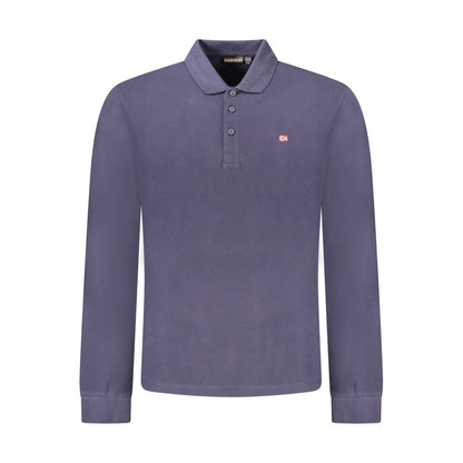 Blue Cotton Men Polo Shirt