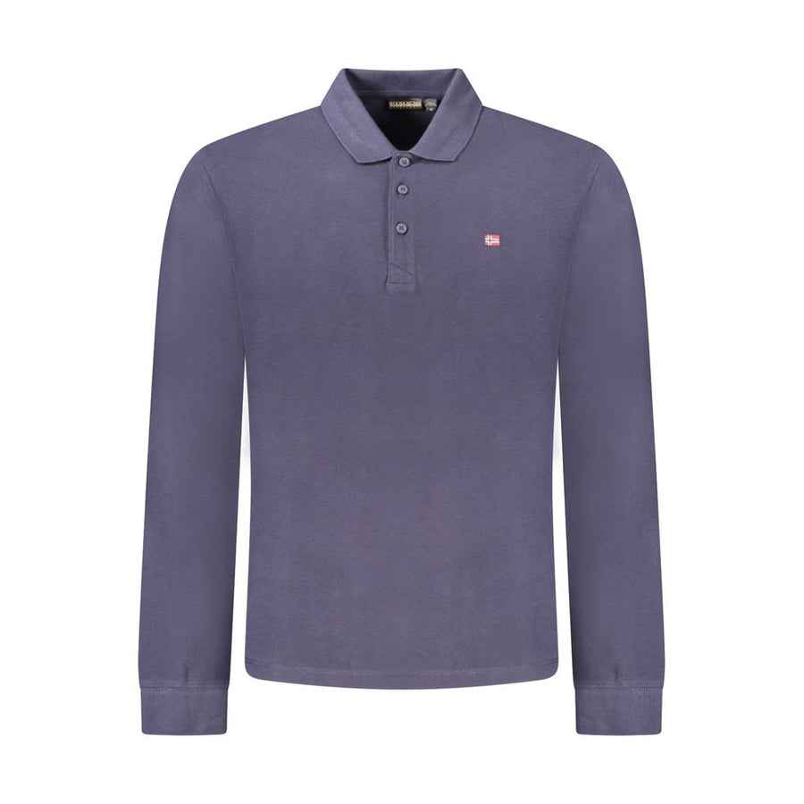 Blue Cotton Men Polo Shirt