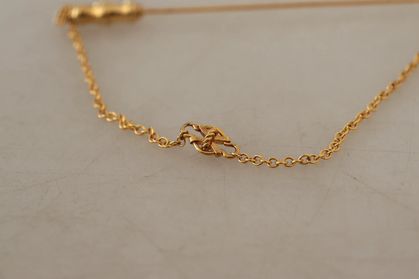 Gold Tone 925 Sterling Silver Crystal Chain Brooch