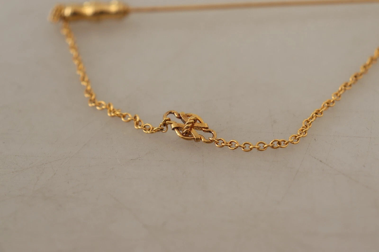 Gold Tone 925 Sterling Silver Crystal Chain Brooch