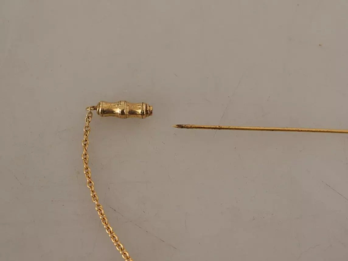 Gold Tone 925 Sterling Silver Crystal Chain Brooch