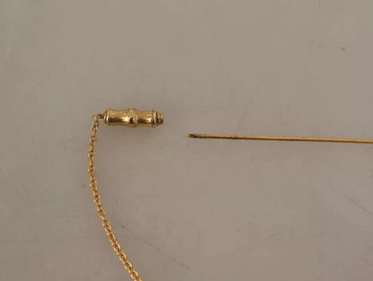 Gold Tone 925 Sterling Silver Crystal Chain Brooch