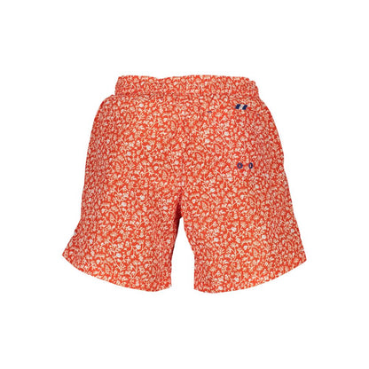 Red Polyester Men's Swim Boxer