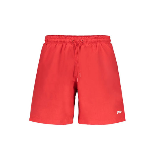 Red Polyester Men's Swim Trunk