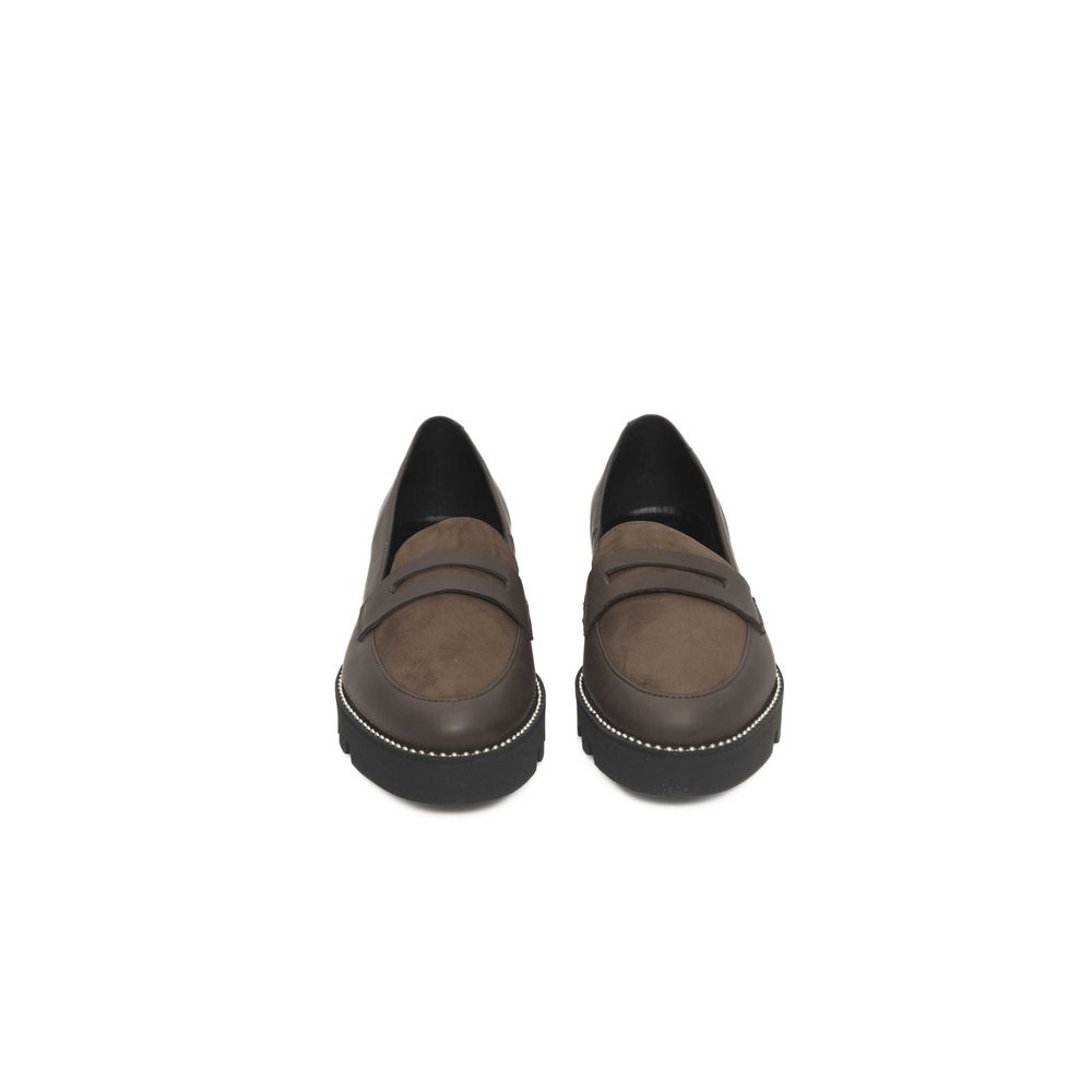 Brown Cowhide Women Loafer