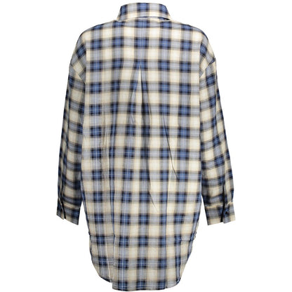 Blue Cotton Women Shirt