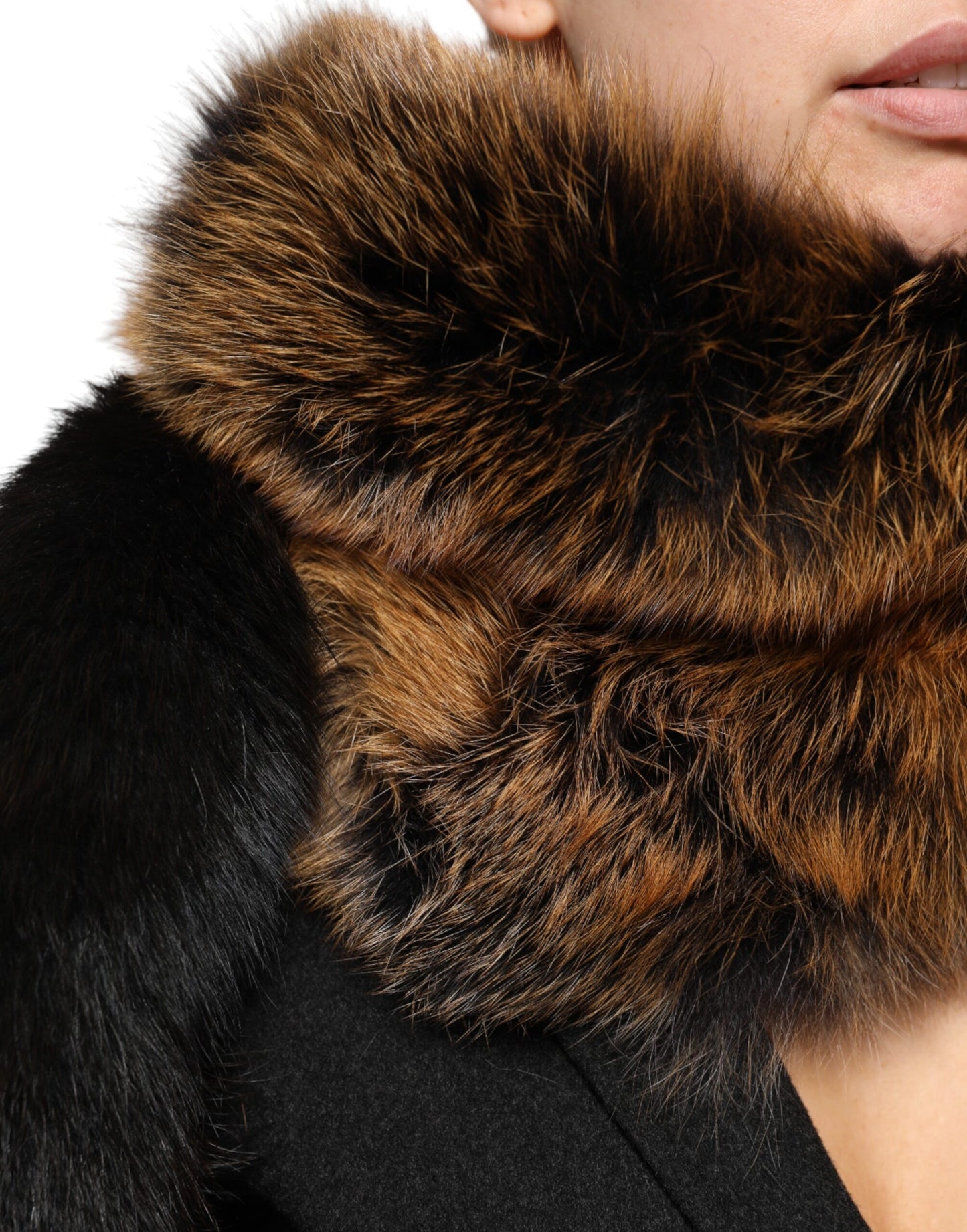 Brown Red Fox Fur Neck Cashmere Warmer Scarf