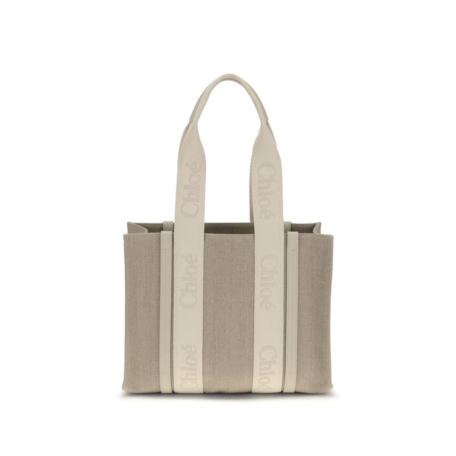 Beige Linen Shoulder Bag