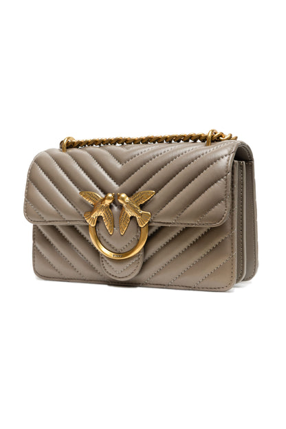 Grey Leather Love One Mini Shoulder Bag