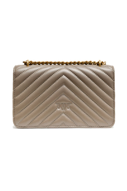 Grey Leather Love One Mini Shoulder Bag