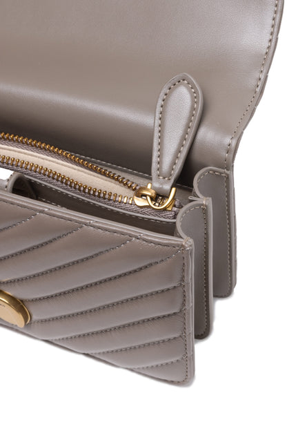 Grey Leather Love One Mini Shoulder Bag