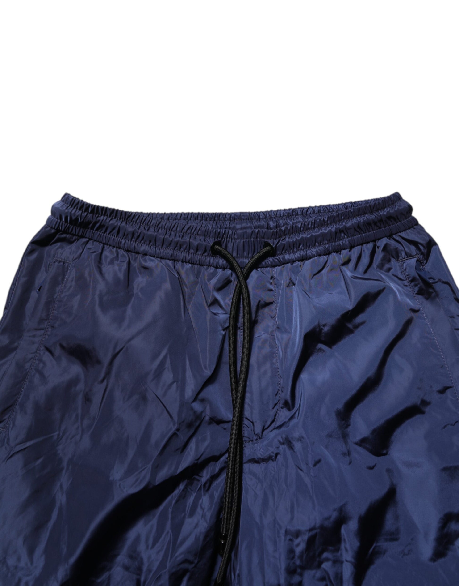Blue Nylon Straight Jogger Sweatpants Pants