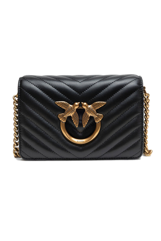 Black Leather Love Click Mini Shoulder Bag