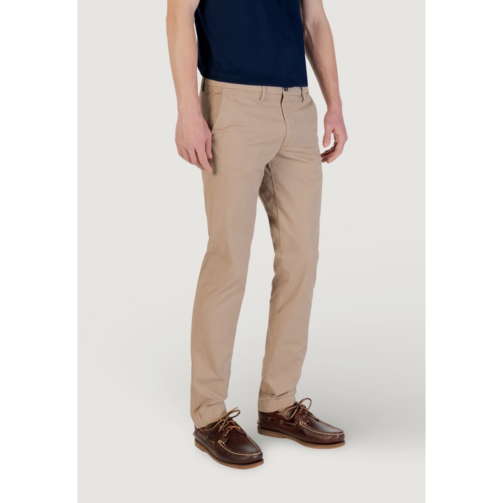 Beige Cotton Skinny Pants