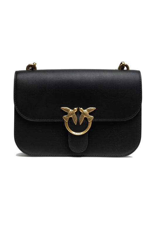 Black Leather Love Bell Classic Shoulder Bag