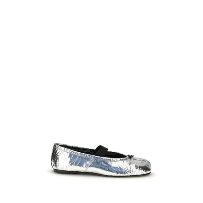 Silver Calf Leather Bos Taurus Ballet Flats
