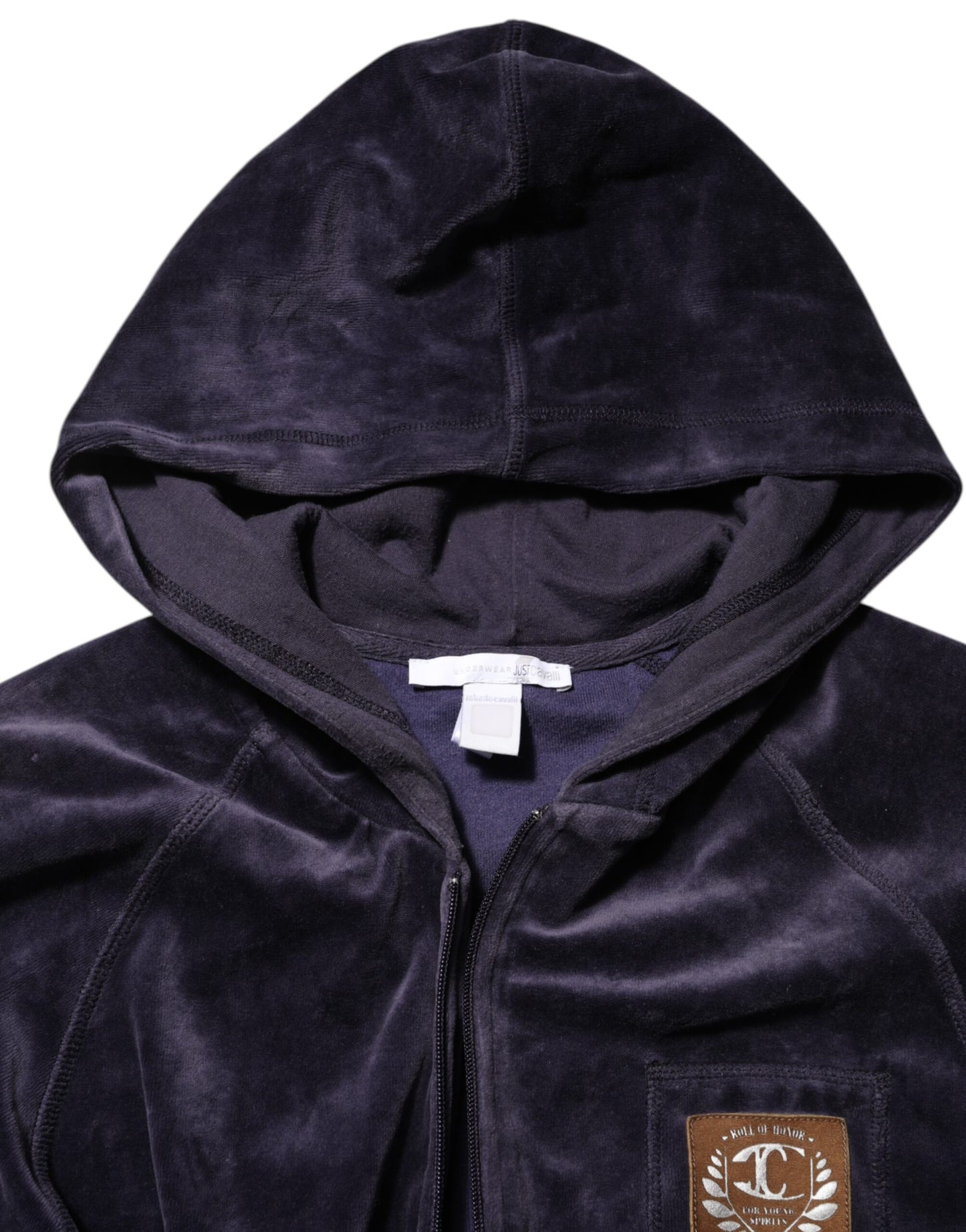 Purple Cotton Blend Velvet Zip-Up Hoodie Sweatshirt Sweater