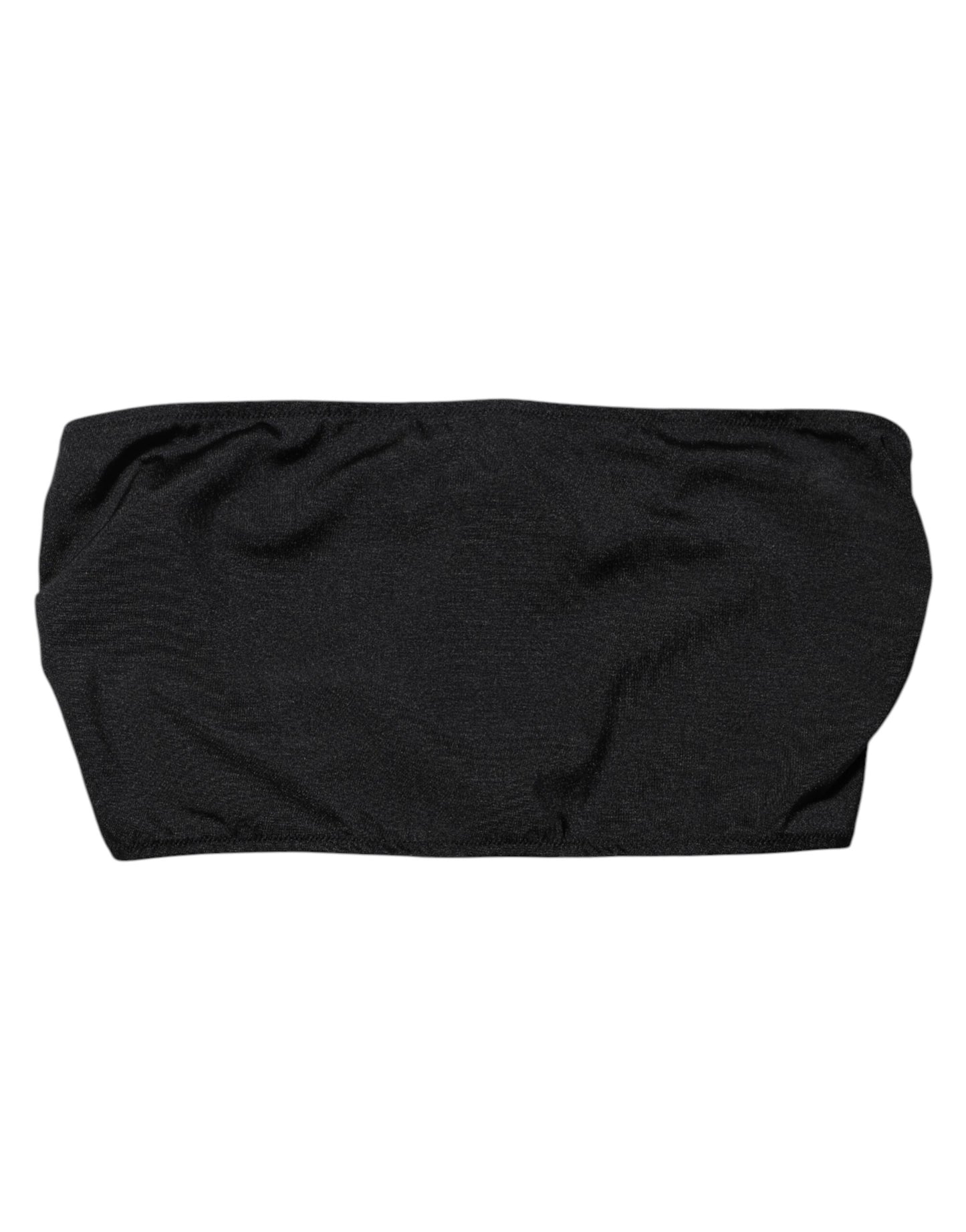 Black Nylon Blend Bandeau Strapless Tube Top