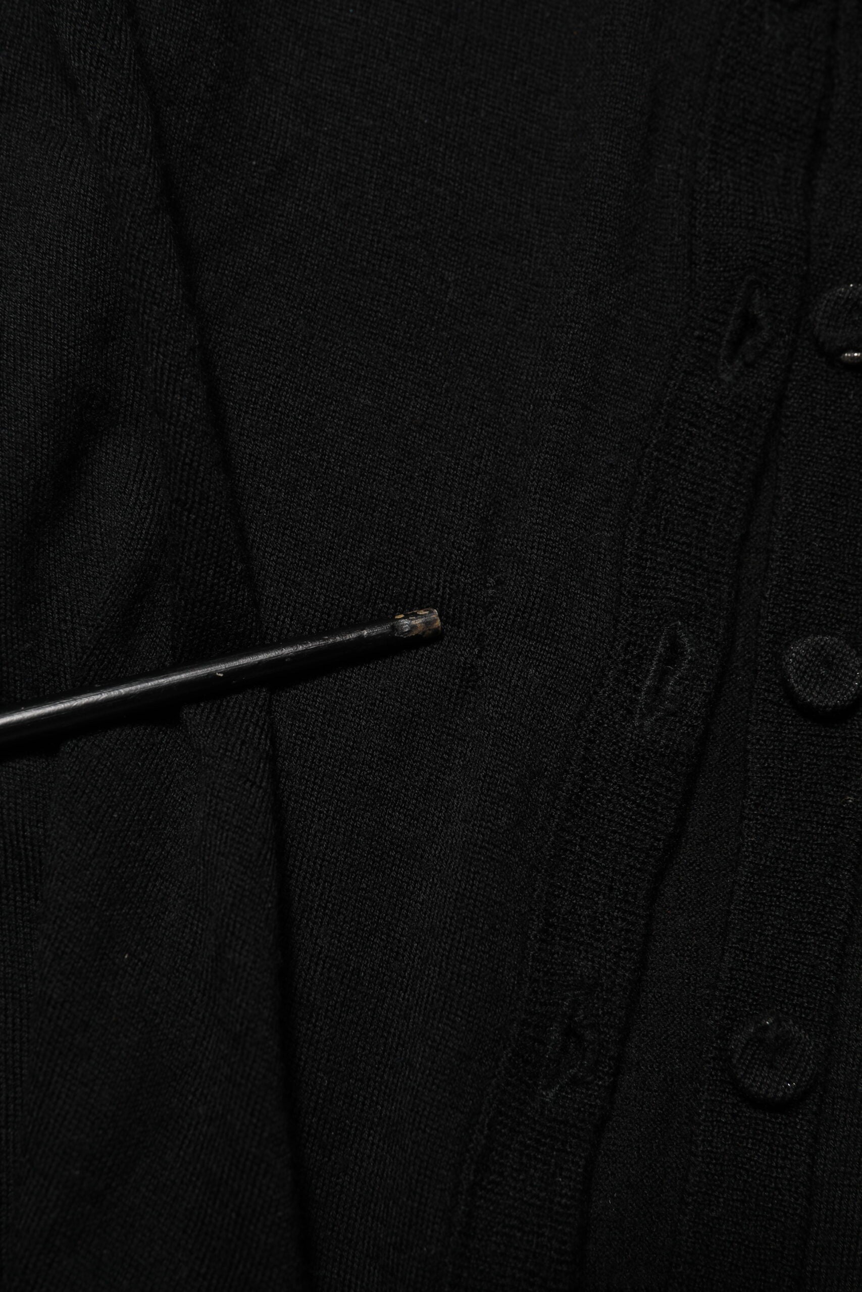 Black Virgin Wool Buttoned Cardigan Sweater