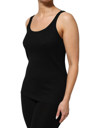 Black Cotton Sleeveless Women Tank Top